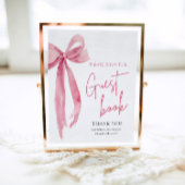 ピンクボウモダン卒業式パーティーゲストブックサイン ポスター