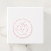 ピンクボウモノグラムクレストベビーシャワーメッセージカード フェイバータグ (インサイチュ)
