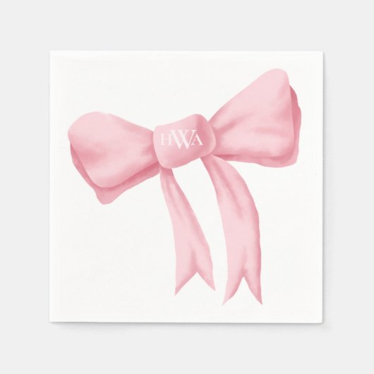ピンクボウモノグラムナ名門私立校風のプキン スタンダードカクテルナプキン (正面)
