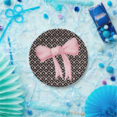 ピンクボウモノグラムハート ペーパープレート (パーティー)