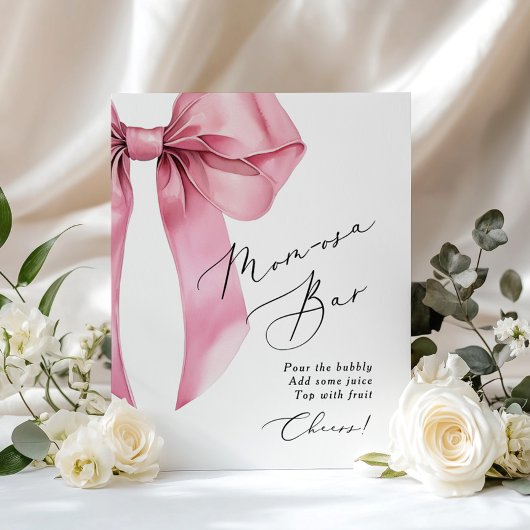 ピンクボウモモザバーコケットベビーシャワー ポスター