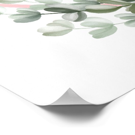 ピンクボウユーカリプツクレストベビーシャワーウェルカム ポスター (角)