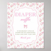 ピンクボウラブシャックガールシャワーおむつラッフル ポスター (正面)