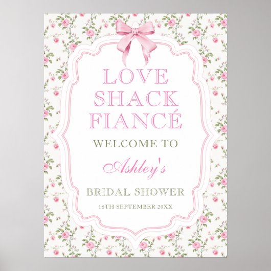 ピンクボウラブシャックフィアンスブライダルシャワーウェルカム ポスター (正面)