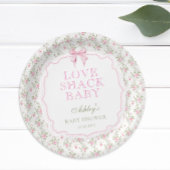 ピンクボウラブシャックベビーエレガントシャワー ペーパープレート