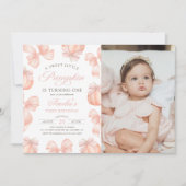 ピンクボウリトルカボチャ誕生日写真招待状 招待状 (正面)