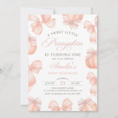 ピンクボウリトルカボチャ誕生日招待状 招待状 (正面)