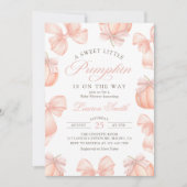 ピンクボウリトルカンプキンベビーシャワー招待状 招待状 (正面)