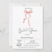 ピンクボウリボンドットブライダルシャワー 招待状 (正面)