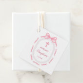 ピンクボウリボンフレームバプテスマメッセージカード フェイバータグ (インサイチュ)