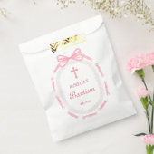 ピンクボウリボンフレームバプテスマ フェイバーバッグ (封をした状態)