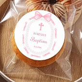 ピンクボウリボンフレームバプテスマ ラウンドシール