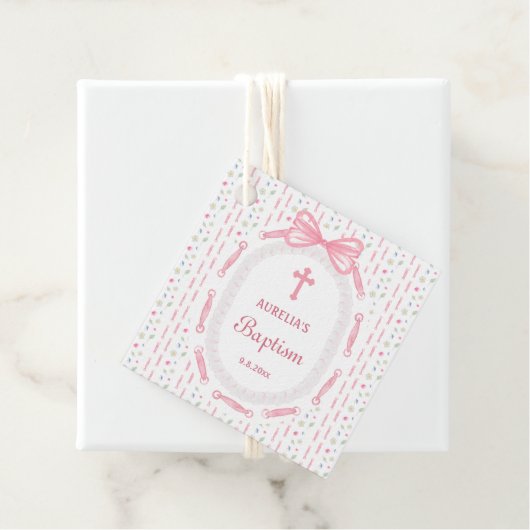 ピンクボウリボンフレームフローラバプテスマ フェイバータグ (インサイチュ)