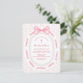 ピンクボウリボンフレームフローラバプテスマ 招待状 (スタンド正面)