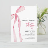 ピンクボウリボン誕生日パーティーお祝いスクリプト 招待状 (スタンド正面)