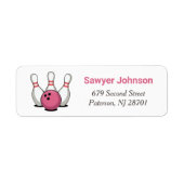 ピンクボウリングの誕生日パーティーの差出人住所 ラベル (正面)