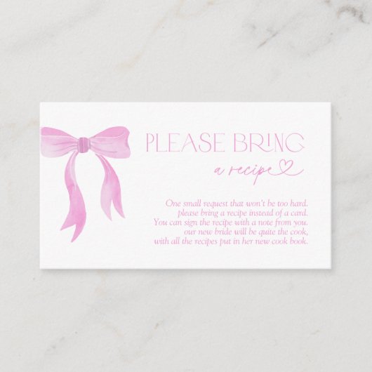 ピンクボウレシピカードをお持ち下さい エンクロージャーカード (正面)