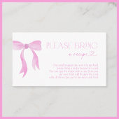 ピンクボウレシピカードをお持ち下さい エンクロージャーカード