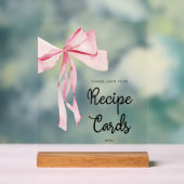 ピンクボウレシピカードブライダルシャワー アクリルサイン (ニュートラル)