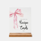 ピンクボウレシピカードブライダルシャワー アクリルサイン (正面)