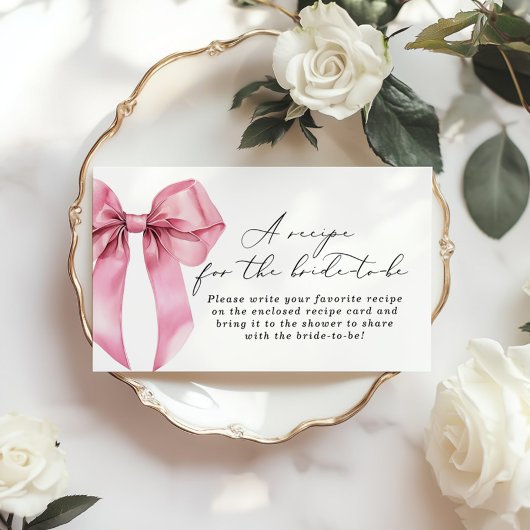 ピンクボウレシピカード挿入彼女は結び目 エンクロージャーカード