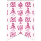 ピンクボウレトロハートコケットケーキハッピーバースデー バンティングフラッグ (第1の旗)