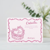 ピンクボウレトロハートコケットケーキ詳細インサート エンクロージャーカード (スタンド正面)