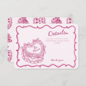 ピンクボウレトロハートコケットケーキ詳細インサート エンクロージャーカード (正面/裏面)