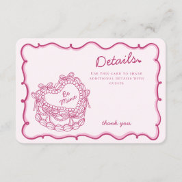 ピンクボウレトロハートコケットケーキ詳細インサート エンクロージャーカード