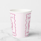 ピンクボウレトロハートコケットケーキ誕生日 紙コップ (右)