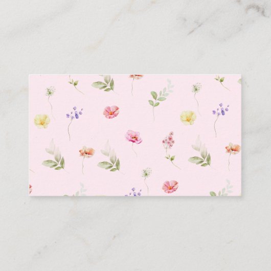 ピンクボウワイルドフラワーおむつラッフルチケット エンクロージャーカード (裏面)