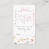 ピンクボウワイルドフラワーおむつラッフルチケット エンクロージャーカード (正面)