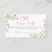 ピンクボウワイルドフラワーおむつラッフルチケット エンクロージャーカード (正面)