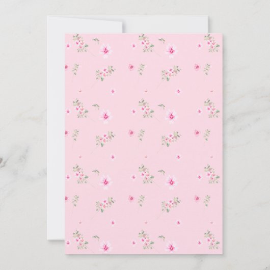 ピンクボウワイルドフラワーバタフライバプテスマ《キリスト教》洗礼式や命名式 招待状 (裏面)