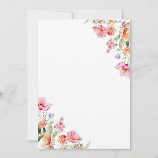 ピンクボウワイルドフラワーフェアリーティーパーティー誕生日 招待状 (裏面)