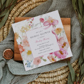 ピンクボウワイルドフラワーブライダルシャワー 招待状