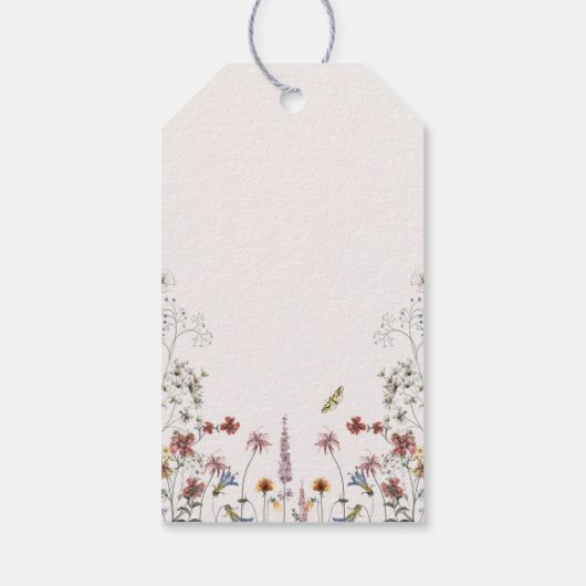 ピンクボウワイルドフラワーベビシャワーギフトメッセージカード ギフトタグ (裏面)