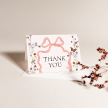 ピンクボウワイルドフラワーベビーシャワーありがとう