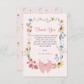 ピンクボウワイルドフラワー1st誕生日 サンキューカード (正面/裏面)