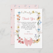 ピンクボウワイルドフラワー1st誕生日 サンキューカード (正面/裏面)