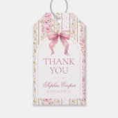 ピンクボウヴィンテージコケットベビーシャワー ギフトタグ (正面)
