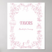 ピンクボウヴィンテージフローラベビーシャワーの好意 ポスター (正面)