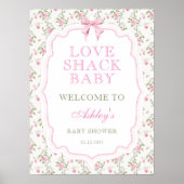 ピンクボウヴィンテージフローラベビーシャワーへようこそ ポスター (正面)