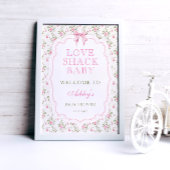 ピンクボウヴィンテージフローラベビーシャワーへようこそ ポスター