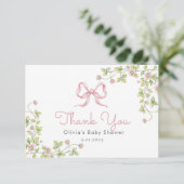 ピンクボウヴィンテージワイルドフラワーサンキューカード サンキューカード (スタンド正面)