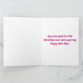 ピンクボウ付きサンタと白の子猫 カード (内部)