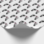 ピンクボウ付きベビーガールの足跡 ラッピングペーパー (角)