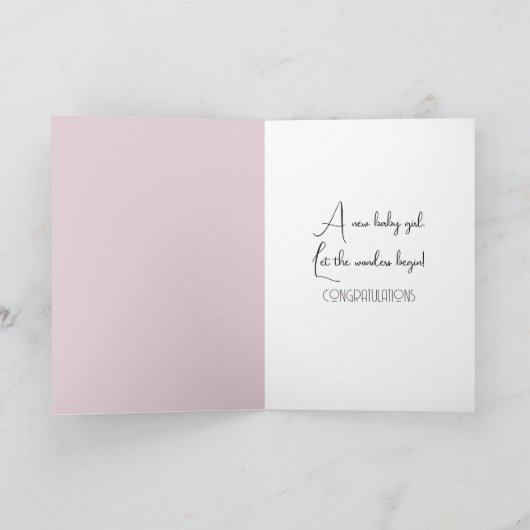 ピンクボウ付きベビーガールテディベア カード (内部)