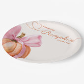 ピンクボウ付きリトルカボチャ – ベビーシャワー ペーパープレート (アングル)