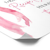 ピンクボウ共有レシピカードブライダルシャワー標識 ポスター (角)